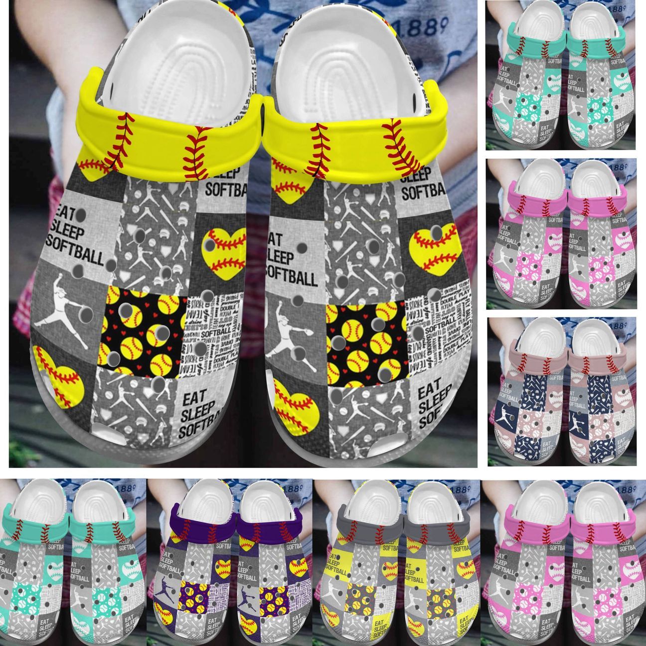 Softball Personalize Clog Custom Crocs Fashionstyle Comfortable For Women Men Kid Print 3D Whitesole Lovely Color Softball Personalize Clog Custom Crocs Fashionstyle Comfortable For Women Men Kid Print 3D Whitesole Lovely Color