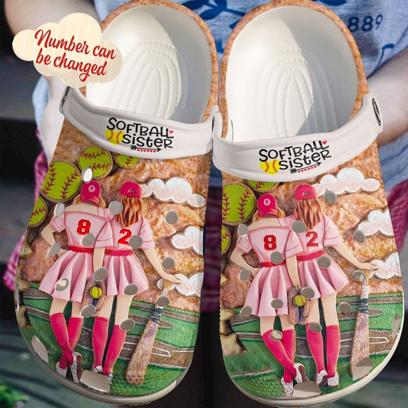 Softball Personalize Clog Custom Crocs Fashionstyle Comfortable For Women Men Kid Print 3D Whitesole Personalized Sisters Softball Personalize Clog Custom Crocs Fashionstyle Comfortable For Women Men Kid Print 3D Whitesole Personalized Sisters