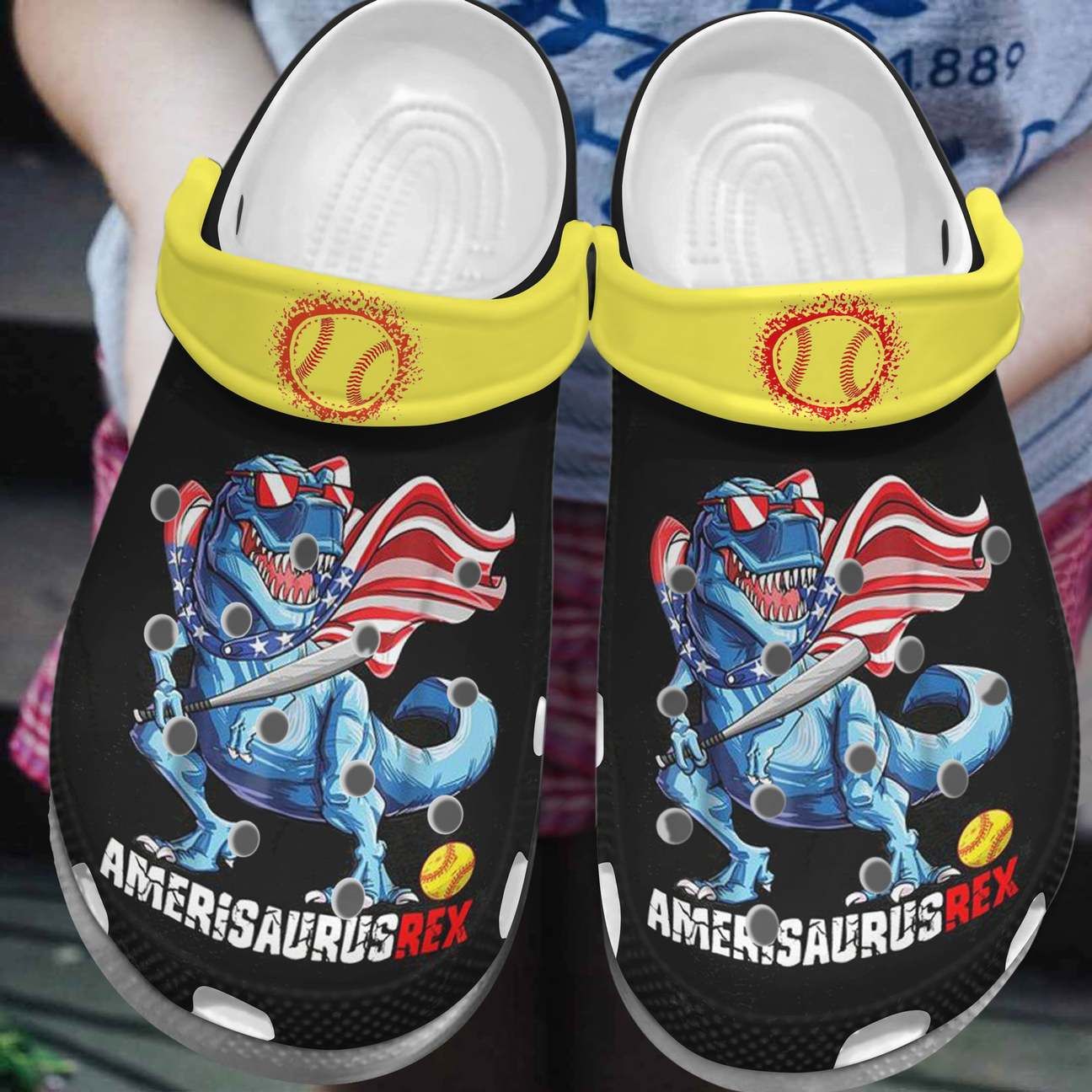 Softball Personalized Clog Custom Crocs Comfortablefashion Style Comfortable For Women Men Kid Print 3D Amerisaurusrex Softball Personalized Clog Custom Crocs Comfortablefashion Style Comfortable For Women Men Kid Print 3D Amerisaurusrex
