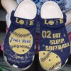 Softball Personalized Clog Custom Crocs Comfortablefashion Style Comfortable For Women Men Kid Print 3D Eat Sleep Softball 3