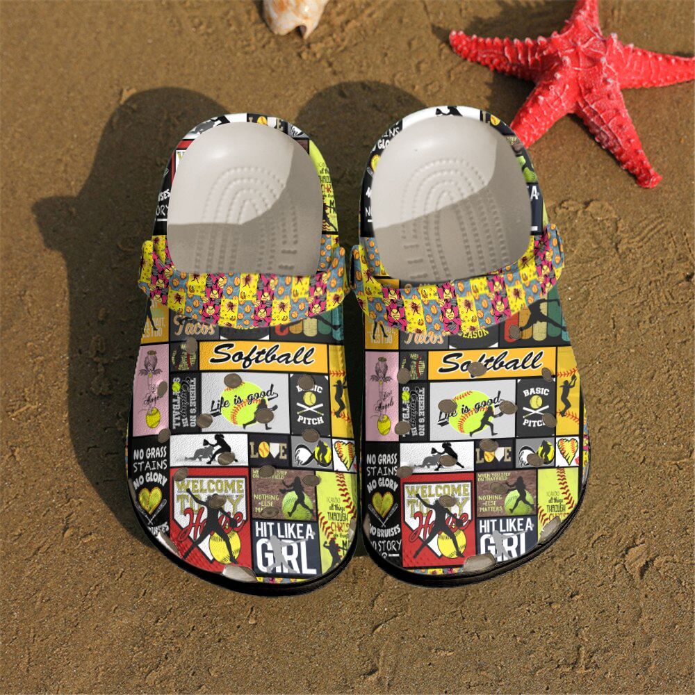 Softball Personalized Clog Custom Crocs Comfortablefashion Style Comfortable For Women Men Kid Print 3D Hit Like A Girl Softball Personalized Clog Custom Crocs Comfortablefashion Style Comfortable For Women Men Kid Print 3D Hit Like A Girl