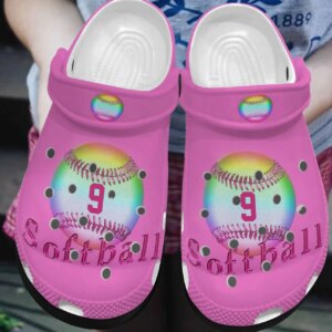 Softball Personalized Clog Custom Crocs Comfortablefashion Style Comfortable For Women Men Kid Print 3D Pink Softball