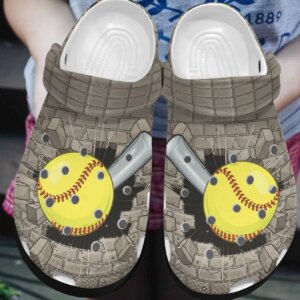 Softball Personalized Clog Custom Crocs Comfortablefashion Style Comfortable For Women Men Kid Print 3D Pitch Please
