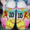 Softball Personalized Clog Custom Crocs Comfortablefashion Style Comfortable For Women Men Kid Print 3D Softball Sky