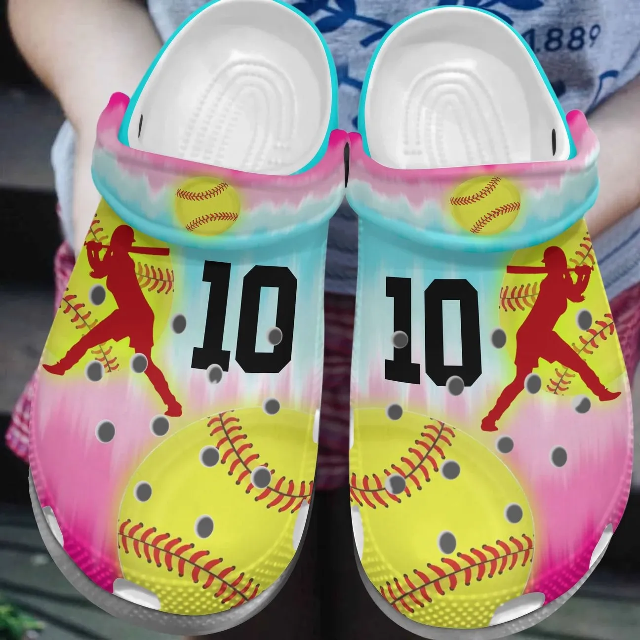 Softball Personalized Clog Custom Crocs Comfortablefashion Style Comfortable For Women Men Kid Print 3D Softball Sky Softball Personalized Clog Custom Crocs Comfortablefashion Style Comfortable For Women Men Kid Print 3D Softball Sky