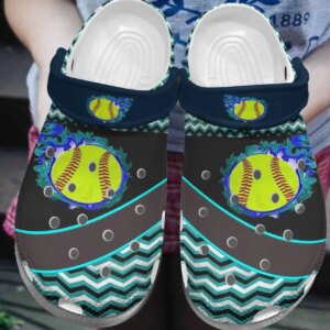 Softball Personalized Clog Custom Crocs Comfortablefashion Style Comfortable For Women Men Kid Print 3D Zig Zag Strips