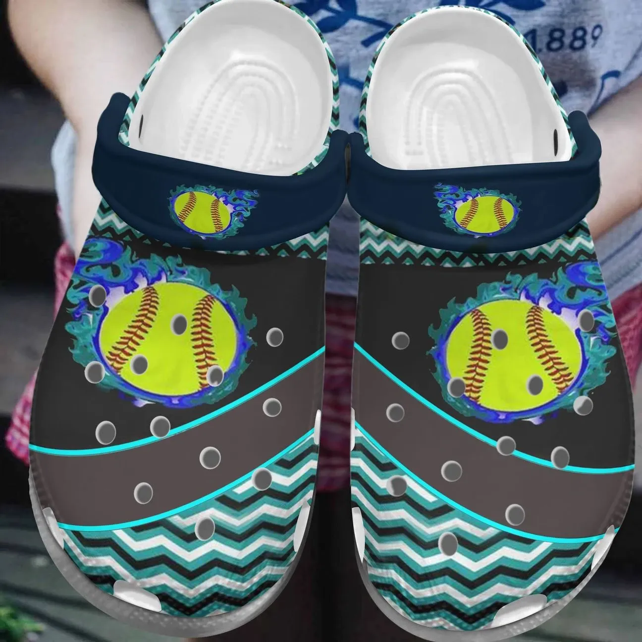 Softball Personalized Clog Custom Crocs Comfortablefashion Style Comfortable For Women Men Kid Print 3D Zig Zag Strips Softball Personalized Clog Custom Crocs Comfortablefashion Style Comfortable For Women Men Kid Print 3D Zig Zag Strips