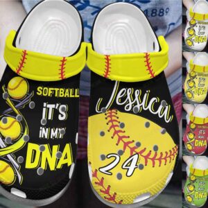Softball Personalized Crocs Clog Classic Clog Whitesole It’S In My Dna Shoes