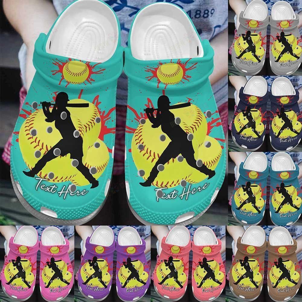 Softball Personalized Crocs Clog Classic Clog Whitesole Softball Lovers Shoes Softball Personalized Crocs Clog Classic Clog Whitesole Softball Lovers Shoes