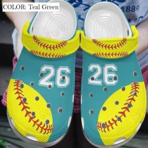 Softball Personalized Crocs Clog Classic Clog Whitesole Softball Player Number Shoes