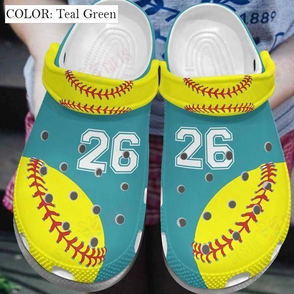Softball Personalized Crocs Clog Classic Clog Whitesole Softball Player Number Shoes Softball Personalized Crocs Clog Classic Clog Whitesole Softball Player Number Shoes