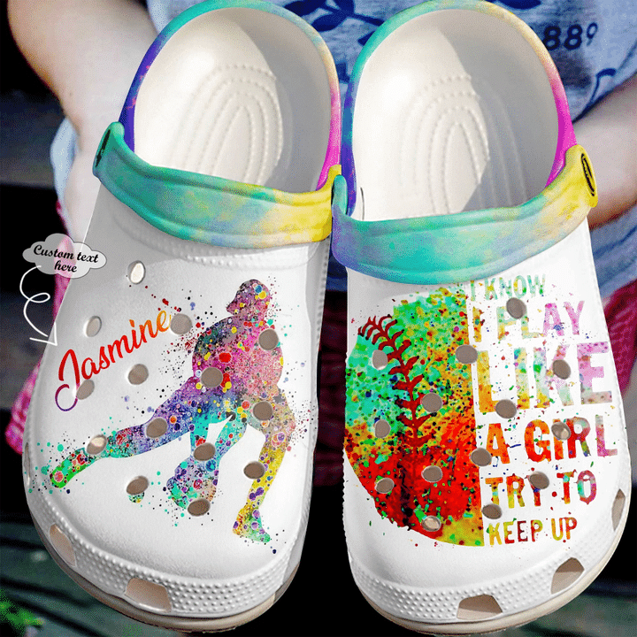 Softball Personalized I Play Like A Girl Try To Keep Up Sku 2319 Crocs Clog Shoes Softball Personalized I Play Like A Girl Try To Keep Up Sku 2319 Crocs Clog Shoes