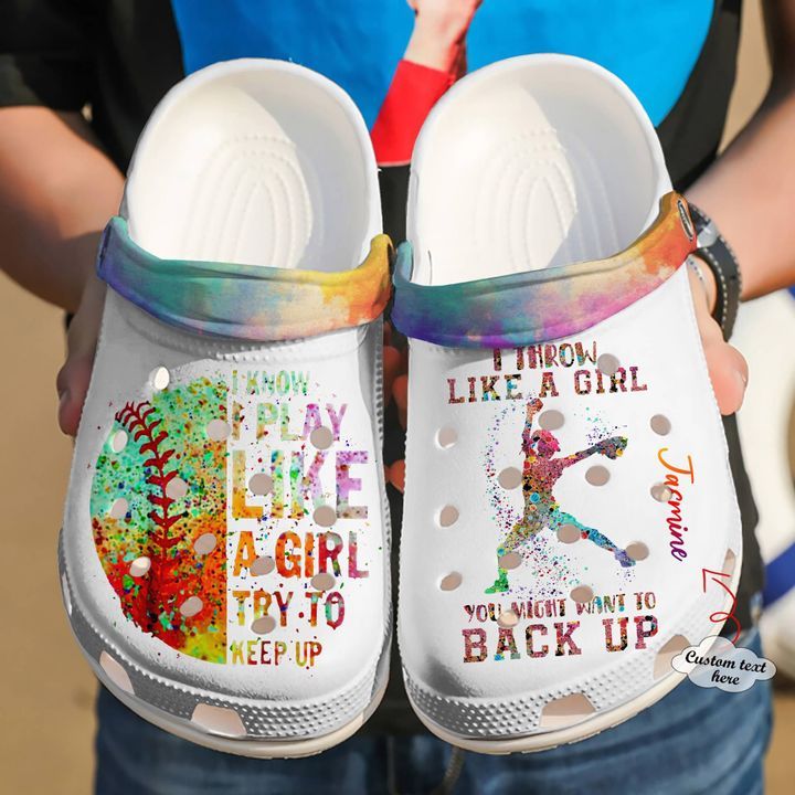 Softball Personalized I Throw Like A Girl Sku 2320 Crocs Crocband Clog Comfortable For Mens Womens Classic Clog Water Shoes Softball Personalized I Throw Like A Girl Sku 2320 Crocs Crocband Clog Comfortable For Mens Womens Classic Clog Water Shoes