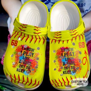 Softball Personalized Play Like A Girl Sku 2404 Crocs Crocband Clog Comfortable For Mens Womens Classic Clog Water Shoes