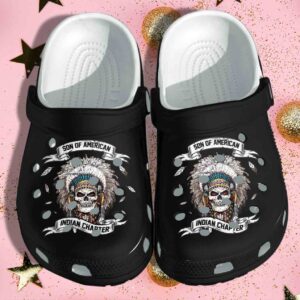 Son Of American Skull Crocs Clog Gift For Tatoo Man Woman – Indian Chapter Clog Birthday Gift For Son