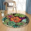 Stone Lotus Round Carpet Floor Rug Living Room Bedroom Decor Round Area Rug Carpet