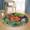 Stone Lotus Round Carpet Floor Rug Living Room Bedroom Decor Round Area Rug Carpet