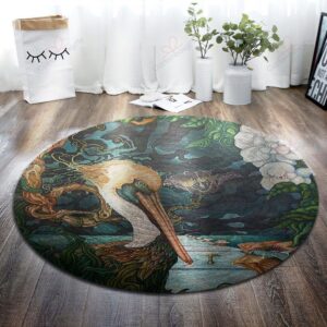 Stork Painting Round Carpet Floor Rug Living Room Bedroom Decor Round Area Rug Carpet