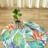 Strelitzia Flower Round Carpet Floor Rug Living Room Bedroom Decor Round Area Rug Carpet