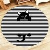 Striped Black And Whte Cat Round Carpet Floor Rug Living Room Bedroom Decor Round Area Rug Carpet