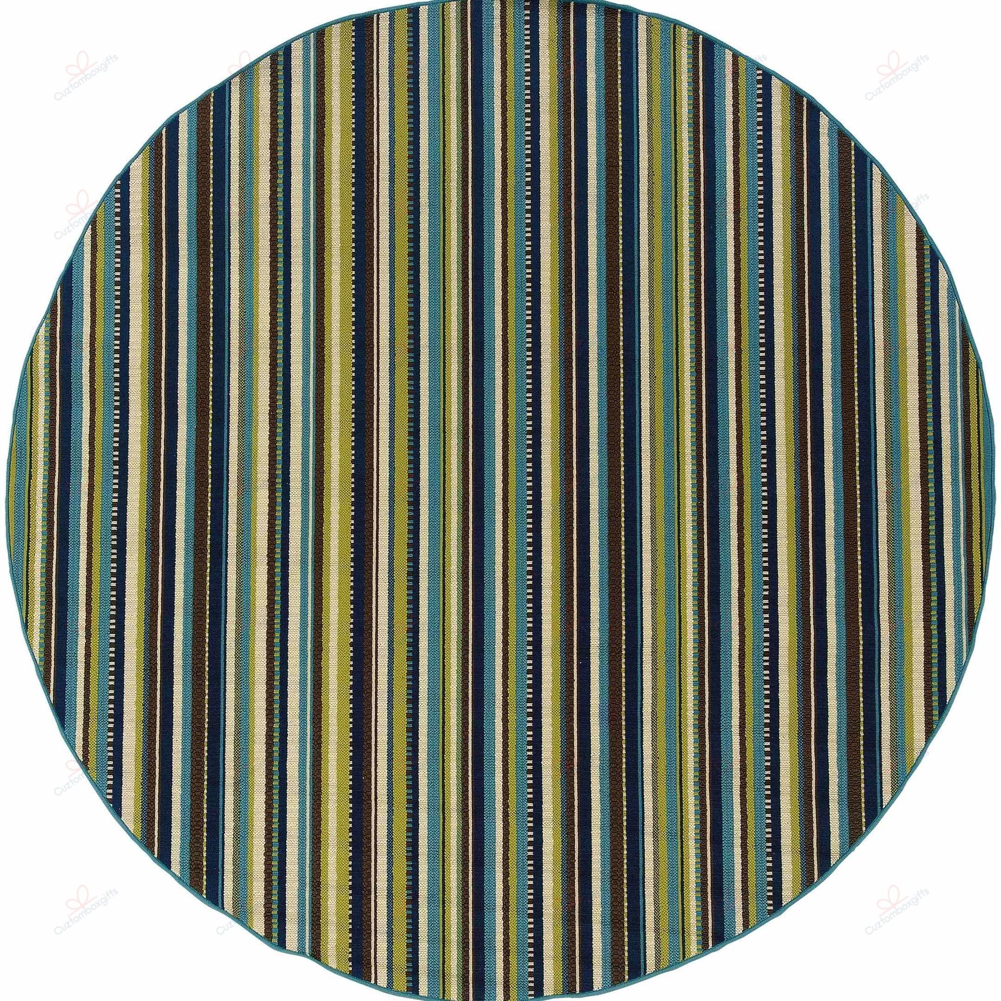 Striped Blue Brown Round Carpet Floor Rug Living Room Bedroom Decor Round Area Rug Carpet Striped Blue Brown Round Carpet Floor Rug Living Room Bedroom Decor Round Area Rug Carpet