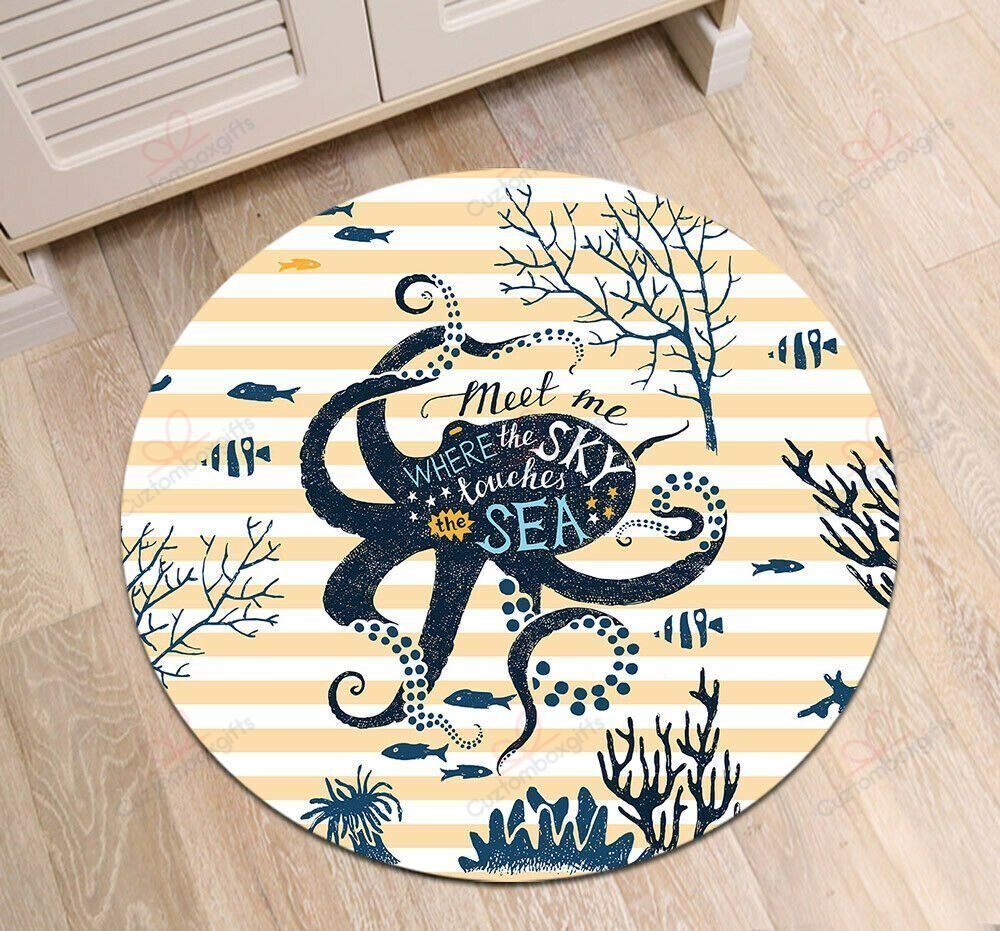 Stripes Octopus Round Carpet Floor Rug Living Room Bedroom Decor Round Area Rug Carpet Stripes Octopus Round Carpet Floor Rug Living Room Bedroom Decor Round Area Rug Carpet