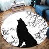 Strong Wolf Round Carpet Floor Rug Living Room Bedroom Decor Round Area Rug Carpet