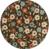 Stylehaven Floral Brown Round Carpet Floor Rug Living Room Bedroom Decor Round Area Rug Carpet