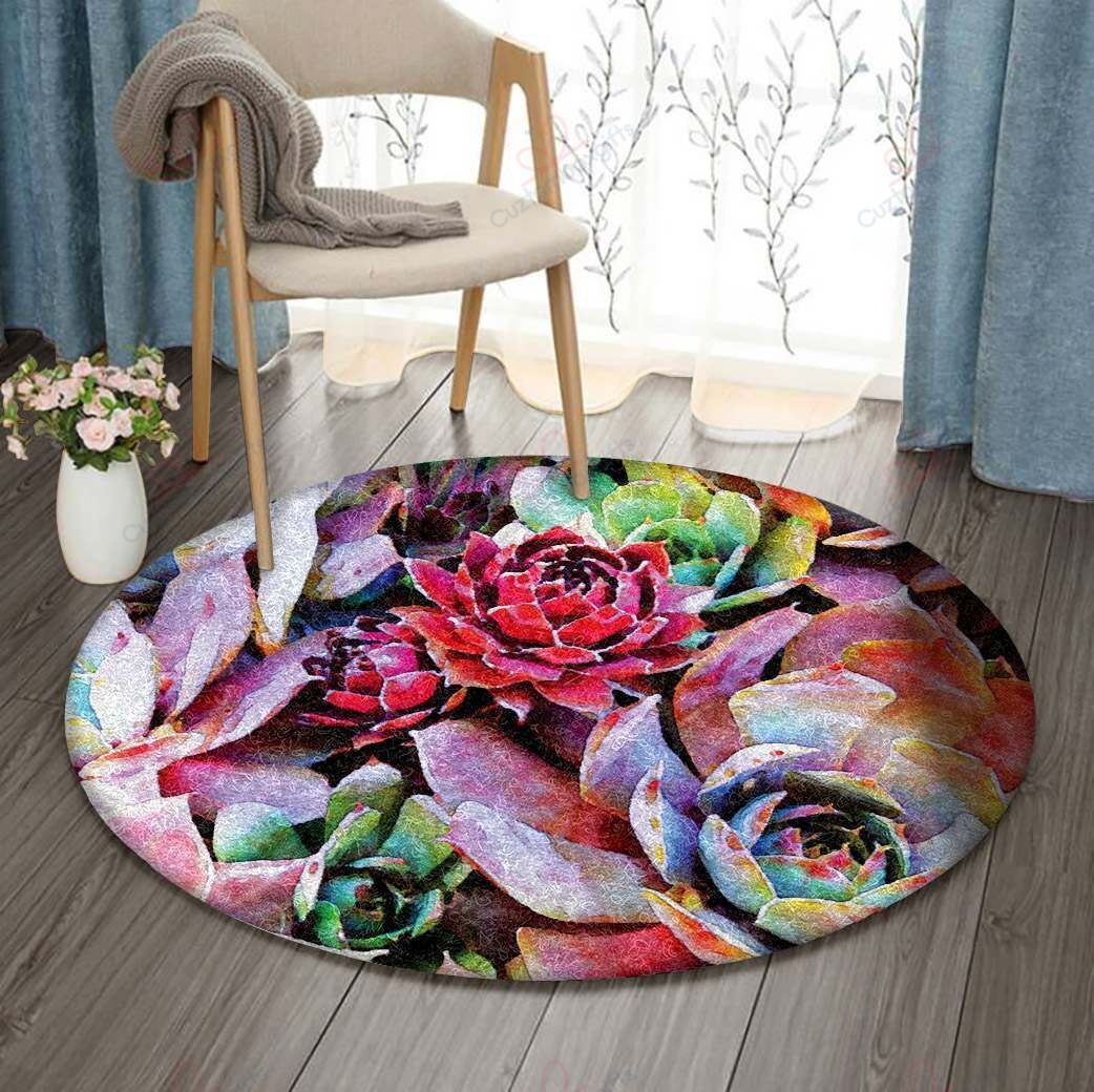 Succulent Round Carpet Floor Rug Living Room Bedroom Decor Round Area Rug Carpet Succulent Round Carpet Floor Rug Living Room Bedroom Decor Round Area Rug Carpet