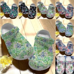 Succulent Personalize Clog Custom Crocs Fashionstyle Comfortable For Women Men Kid Print 3D Succulent Garden Painting