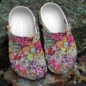 Succulent Personalize Clog Custom Crocs Fashionstyle Comfortable For Women Men Kid Print 3D Whitesole Lovely Succulents