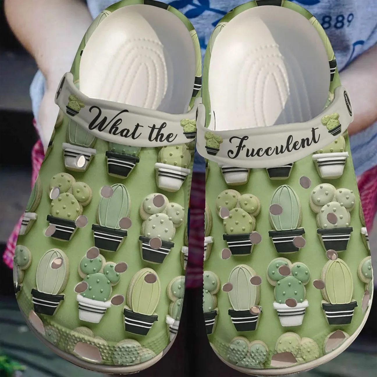 Succulent Personalize Clog Custom Crocs Fashionstyle Comfortable For Women Men Kid Print 3D Whitesole What The Succulent Personalize Clog Custom Crocs Fashionstyle Comfortable For Women Men Kid Print 3D Whitesole What The