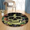 Sugar Skull Gentlemen Round Carpet Floor Rug Living Room Bedroom Decor Round Area Rug Carpet