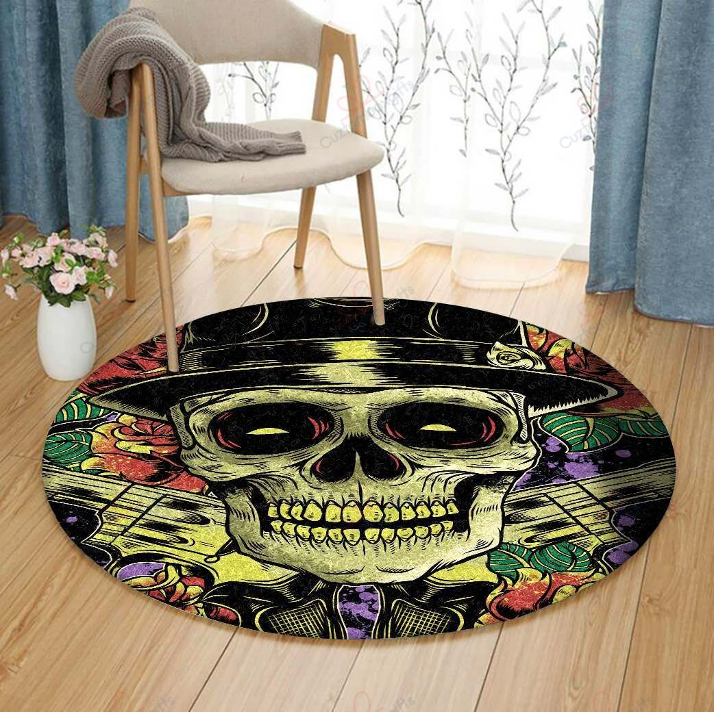 Sugar Skull Gentlemen Round Carpet Floor Rug Living Room Bedroom Decor Round Area Rug Carpet Sugar Skull Gentlemen Round Carpet Floor Rug Living Room Bedroom Decor Round Area Rug Carpet