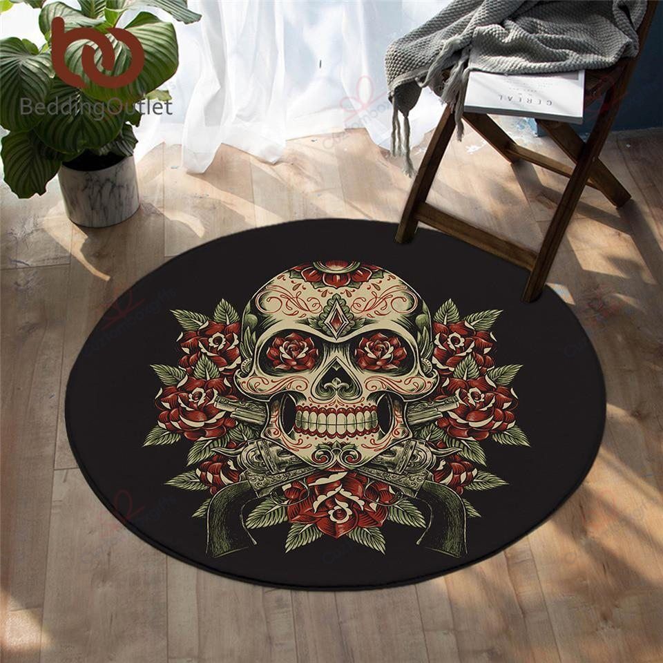Sugar Skull Round Carpet Floor Rug Living Room Bedroom Decor Round Area Rug Carpet Sugar Skull Round Carpet Floor Rug Living Room Bedroom Decor Round Area Rug Carpet