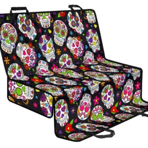 Sugar Skull Pattern Print Pet Car Back Seat Cover - 9b9d65857422