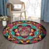 Sugar Skull Roses Round Carpet Floor Rug Living Room Bedroom Decor Round Area Rug Carpet