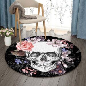 Sugar Skull Smile Round Carpet Floor Rug Living Room Bedroom Decor Round Area Rug Carpet