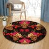 Sugar Skulls And Flower Round Carpet Floor Rug Living Room Bedroom Decor Round Area Rug Carpet