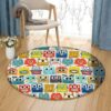 Summer Baby Robots Round Carpet Floor Rug Living Room Bedroom Decor Round Area Rug Carpet