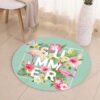 Summer Flowers Round Flamingo Round Carpet Floor Rug Living Room Bedroom Decor Round Area Rug Carpet