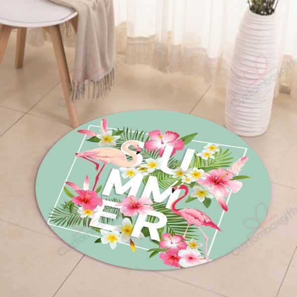Summer Flowers Round Flamingo Round Carpet Floor Rug Living Room Bedroom Decor Round Area Rug Carpet Summer Flowers Round Flamingo Round Carpet Floor Rug Living Room Bedroom Decor Round Area Rug Carpet