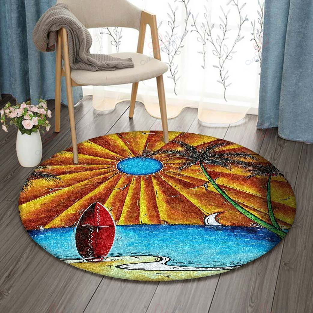 Summer Surfboard Round Carpet Floor Rug Living Room Bedroom Decor Round Area Rug Carpet Summer Surfboard Round Carpet Floor Rug Living Room Bedroom Decor Round Area Rug Carpet