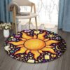 Sun And Flower Round Carpet Floor Rug Living Room Bedroom Decor Round Area Rug Carpet