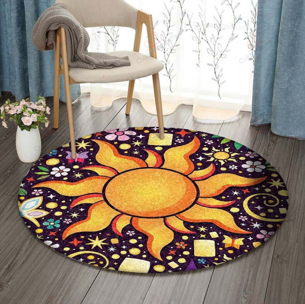 Sun And Flower Round Carpet Floor Rug Living Room Bedroom Decor Round Area Rug Carpet Sun And Flower Round Carpet Floor Rug Living Room Bedroom Decor Round Area Rug Carpet