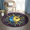 Sun And Moon Blue And Yellow Round Carpet Floor Rug Living Room Bedroom Decor Round Area Rug Carpet