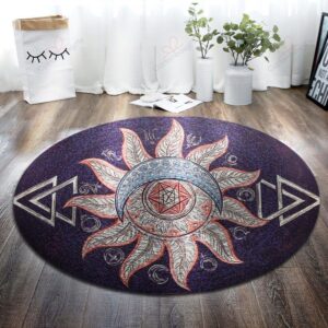 Sun And Moon Round Carpet Floor Rug Living Room Bedroom Decor Round Area Rug Carpet