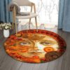 Sun Autumn Round Carpet Floor Rug Living Room Bedroom Decor Round Area Rug Carpet