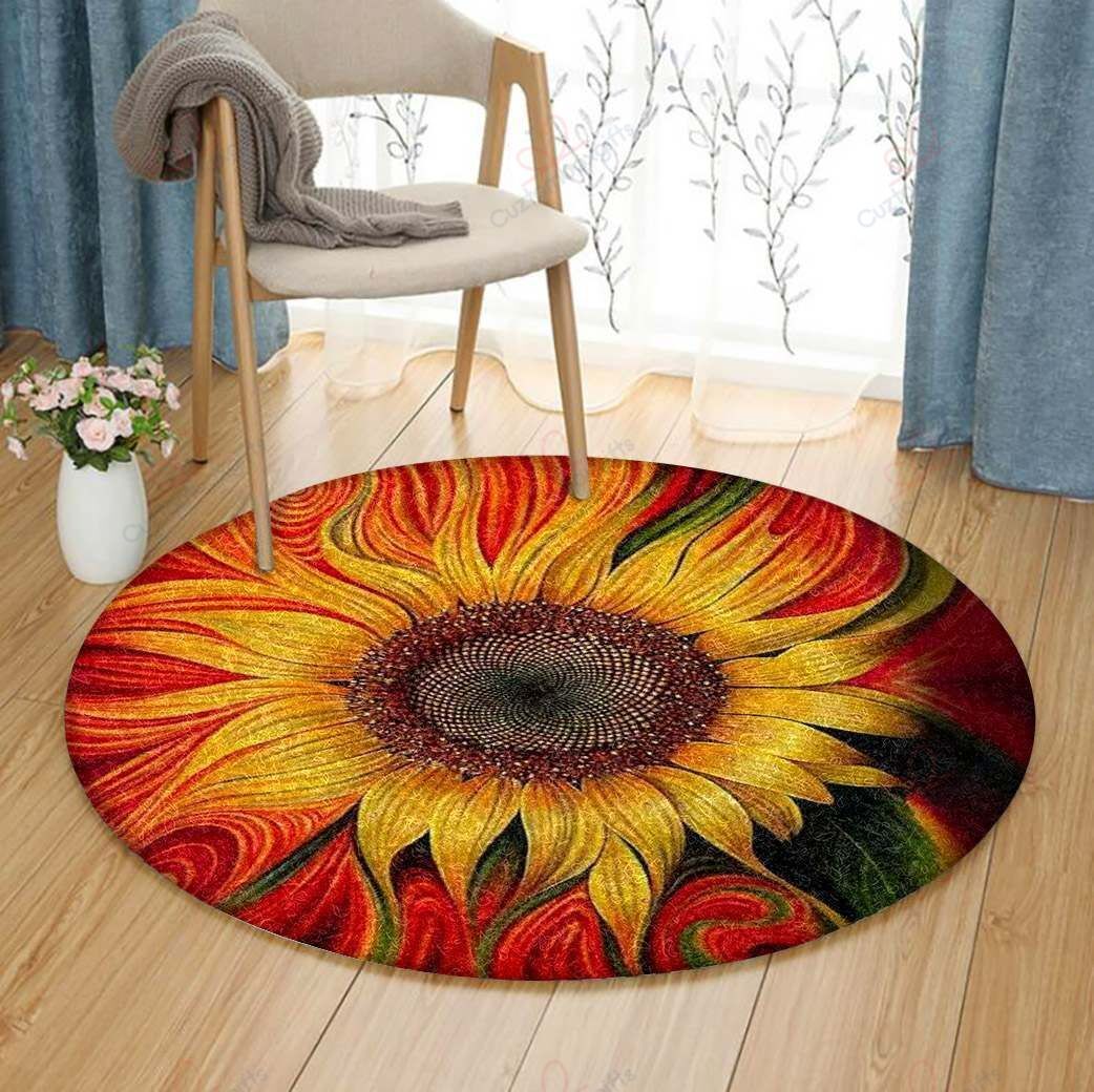 Sun Flower Round Carpet Floor Rug Living Room Bedroom Decor Round Area Rug Carpet Sun Flower Round Carpet Floor Rug Living Room Bedroom Decor Round Area Rug Carpet