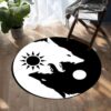 Sun Moon Yin Yang Wolf Native American Round Carpet Floor Rug Living Room Bedroom Decor Round Area Rug Carpet